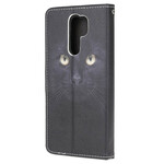 Xaiomi Redmi 9 Nero Cat Eye Custodia con cinturino