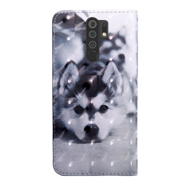 Xiaomi Redmi 9 Dog Case nero e bianco