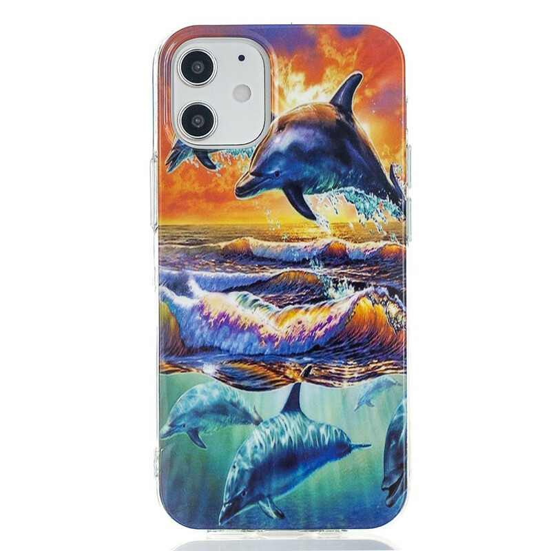 Custodia iPhone 12 Delfini in libertà