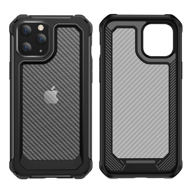 Custodia iPhone 12 Clear Carbon Fiber Texture