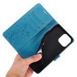 Custodia iPhone 12 Pro Max Farfalle e fiori Cordino