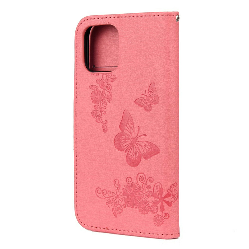 Custodia per iPhone 12 Pro Max Splendide Farfalle con Cinturino