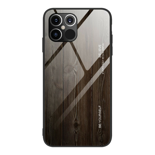 iPhone 12 Max / 12 Pro Custodia in vetro temperato Wood Design