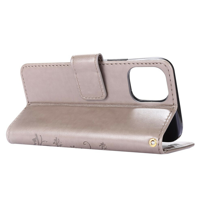 Custodia iPhone 12 Farfalle e Fiori Cordino