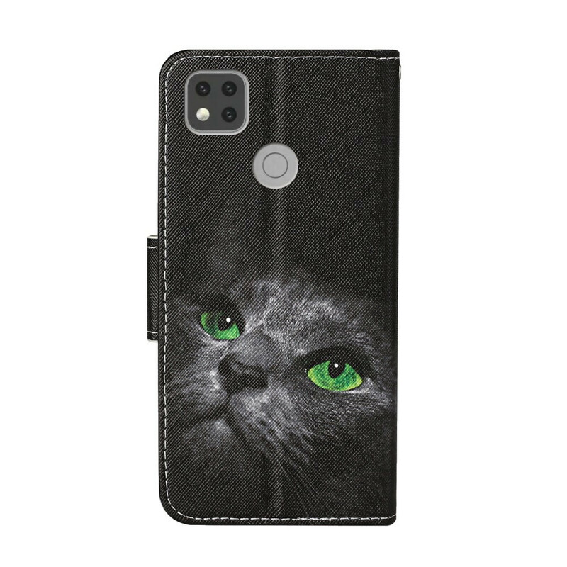 Xiaomi Redmi 9C Custodia nera con occhi di gatto