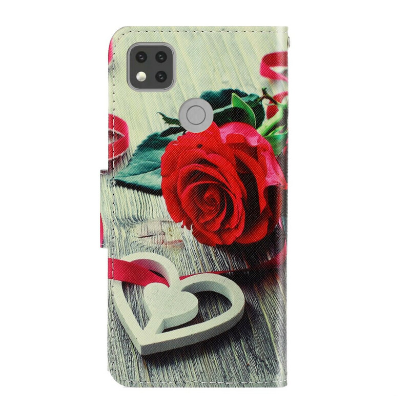 Xiaomi Redmi 9C Rosa Custodia romantica con cinturino