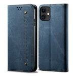 Flip Cover iPhone 12 in ecopelle texture jeans