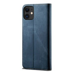 Flip Cover iPhone 12 in ecopelle texture jeans