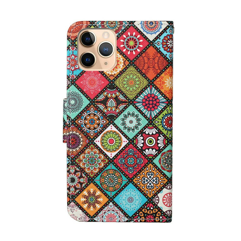 Custodia per iPhone 12 Pro Max Patchwork Mandalas con cinturino