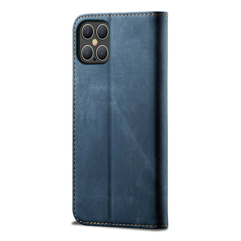 Flip Cover iPhone 12 Pro Max in finta pelle texture Jeans