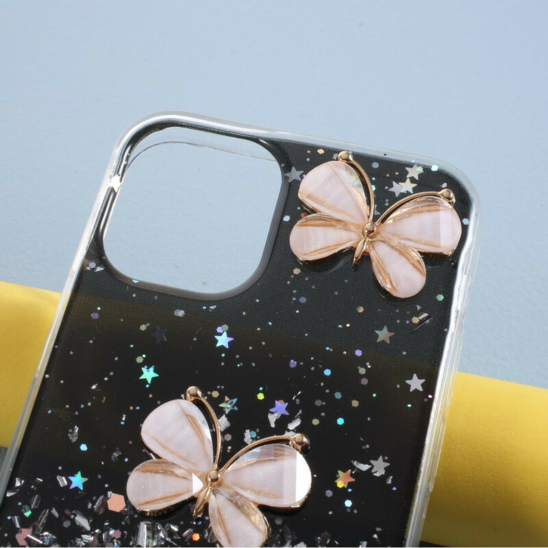 Custodia iPhone 12 Max / 12 Pro Glitter 3D Butterflies