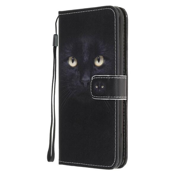 Samsung Galaxy A31 Custodia nera con cinturino a occhi di gatto