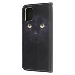 Samsung Galaxy A31 Custodia nera con cinturino a occhi di gatto Samsung Galaxy A31 Custodia nera con cinturino a occhi di gatto