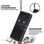 Samsung Galaxy A31 Custodia nera con cinturino a occhi di gatto Samsung Galaxy A31 Custodia nera con cinturino a occhi di gatto