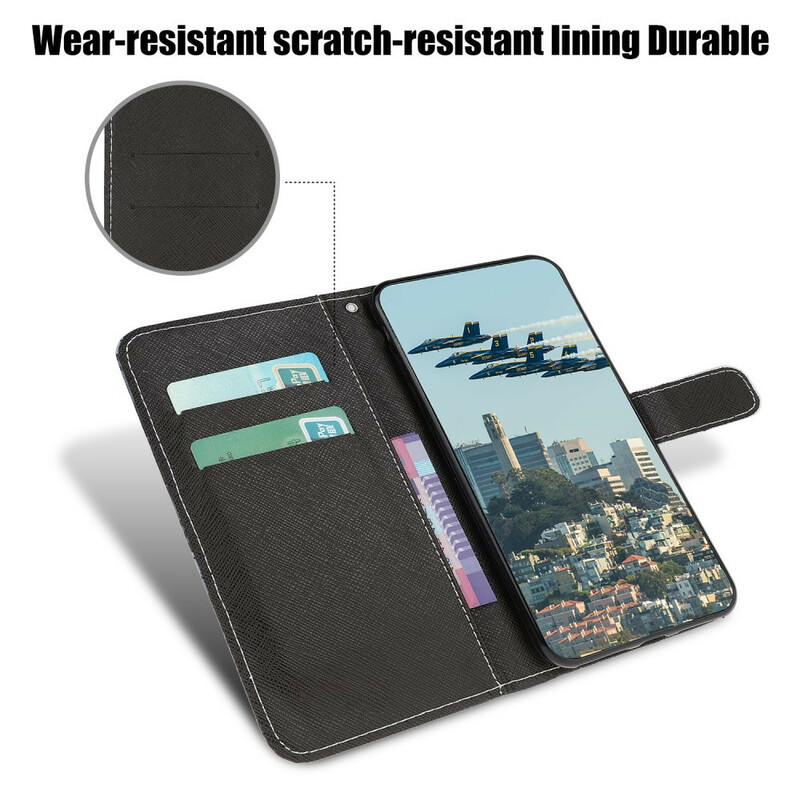 Samsung Galaxy A31 Custodia nera con cinturino a occhi di gatto Samsung Galaxy A31 Custodia nera con cinturino a occhi di gatto