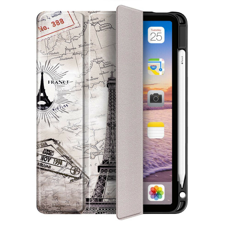 Custodia smart per iPad Air 10,9" (2020) Retro Torre Eiffel con supporto per stilo