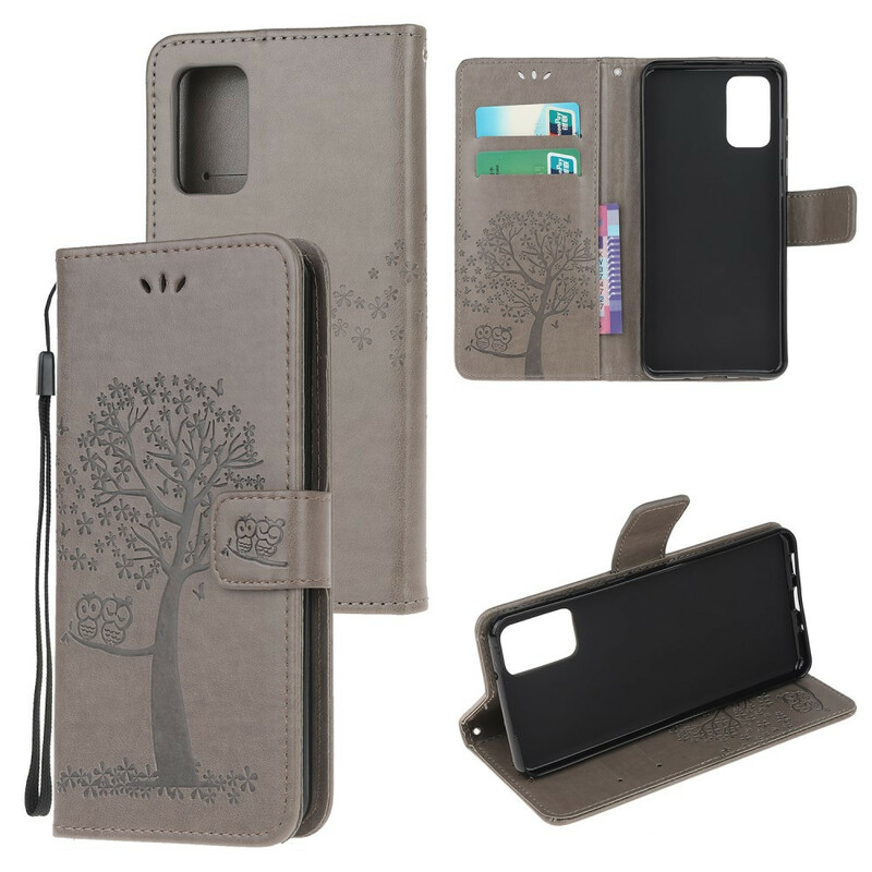 Custodia per Samsung Galaxy S20 FE Albero e Gufi con cinturino