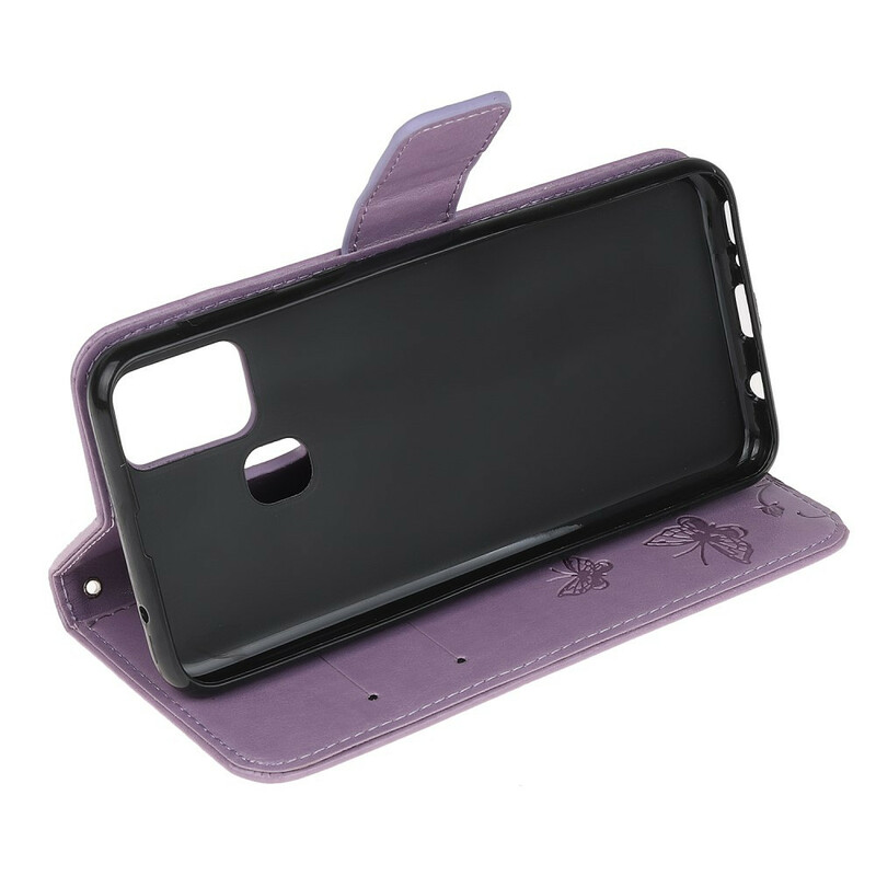 Samsung Galaxy M21 Custodia con cinturino con farfalle e fiori