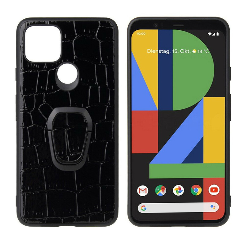 Google Pixel 5 Cover Supporto ad anello in stile coccodrillo