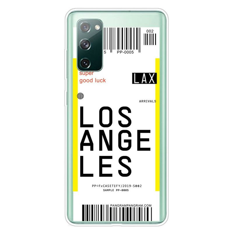 Carta d'imbarco per Los Angeles con cover Samsung Galaxy S20 FE