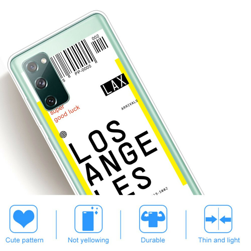 Carta d'imbarco per Los Angeles con cover Samsung Galaxy S20 FE