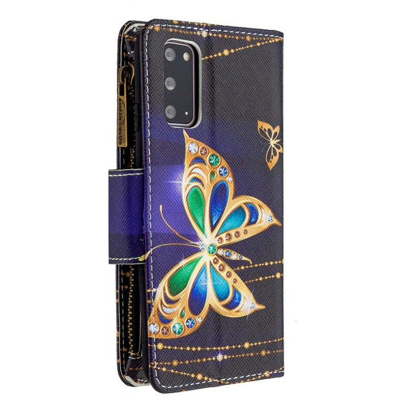 Custodia per Samsung Galaxy S20 con tasca con cerniera a farfalla