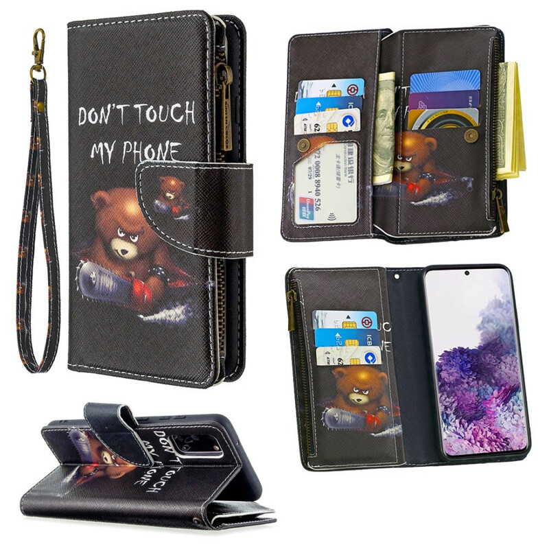 Custodia per Samsung Galaxy S20 con tasca a cerniera Bear