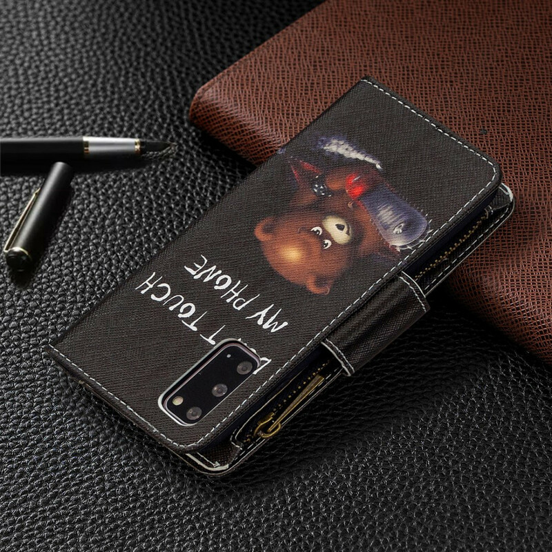 Custodia per Samsung Galaxy S20 con tasca a cerniera Bear