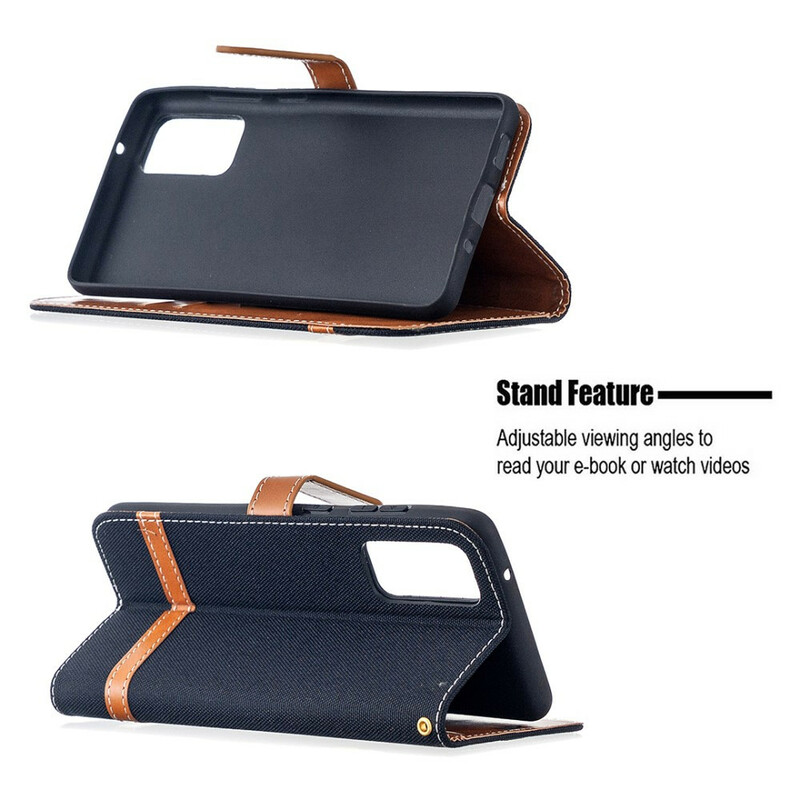 Custodia con cinturino in tessuto e pelle per Samsung Galaxy S20 FE