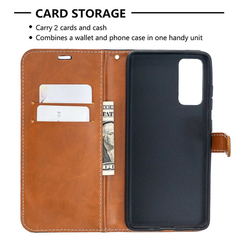 Custodia con cinturino in tessuto e pelle per Samsung Galaxy S20 FE