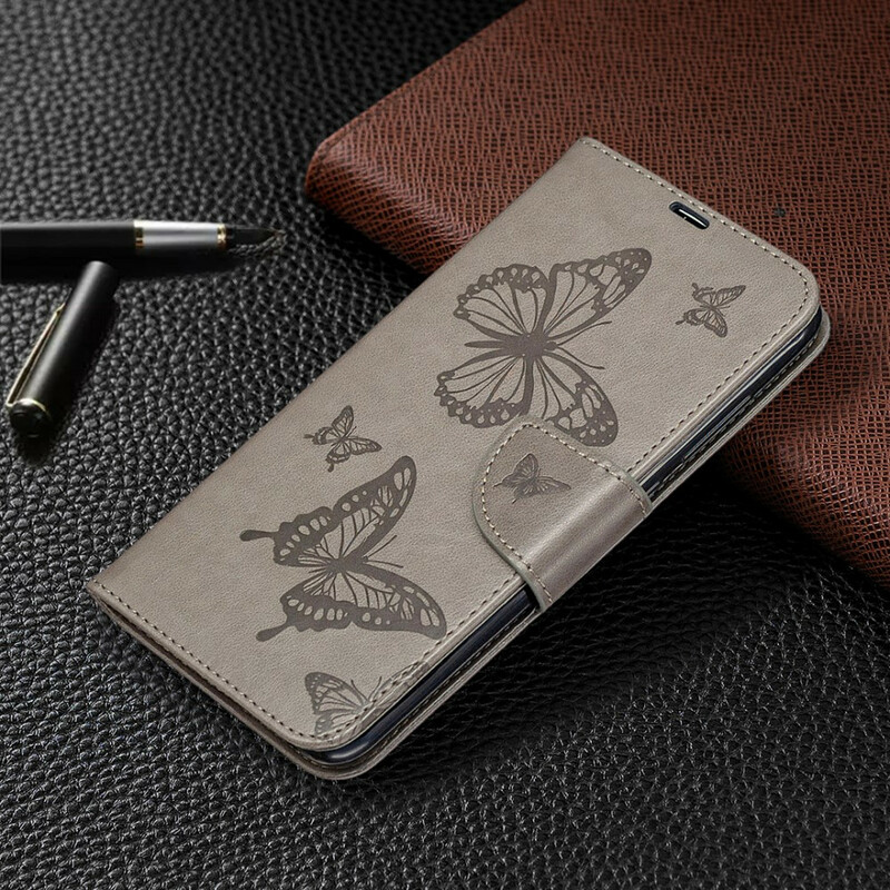 Xiaomi Redmi Note 9 Custodia Farfalle e Flap Obliquo