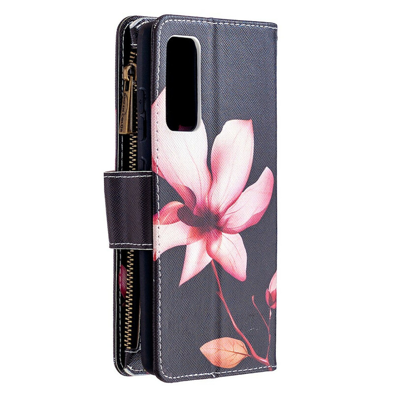 Custodia per Samsung Galaxy S20 FE con tasca a zip a forma di fiore