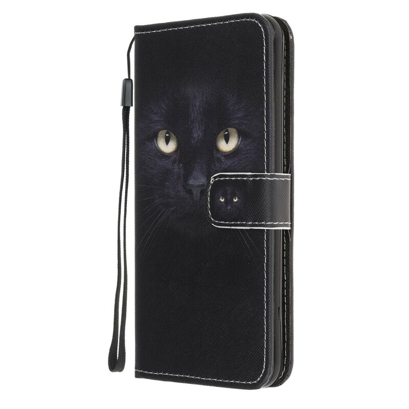 Samsung Galaxy A51 Custodia nera con cinturino a occhi di gatto