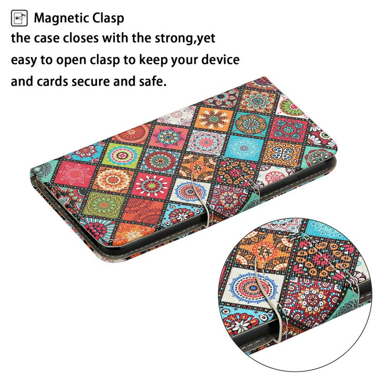 Samsung Galaxy S20 FE Custodia Patchwork Mandalas con cinturino Samsung Galaxy S20 FE Custodia Patchwork Mandalas con cinturino