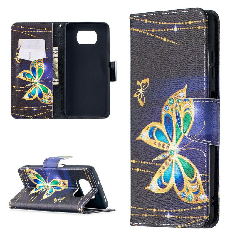 Xiaomi Poco X3 Custodia con farfalle magiche