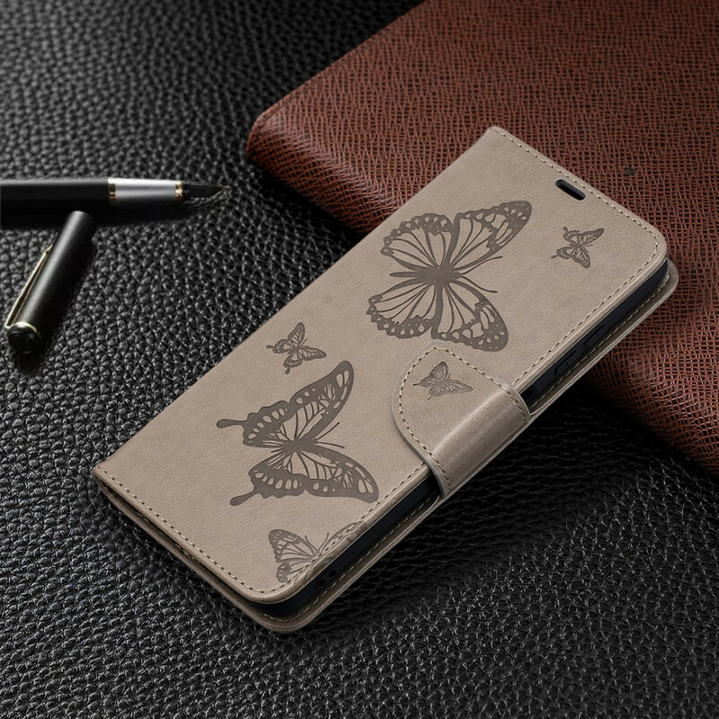 Xiaomi Poco X3 Custodia con cinturino stampato a farfalla