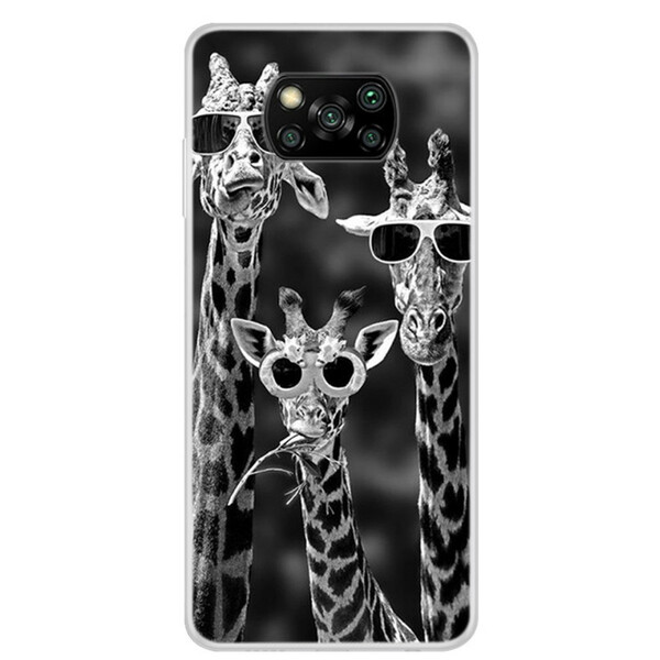 Xiaomi Poco X3 Giraffes con cover per occhiali