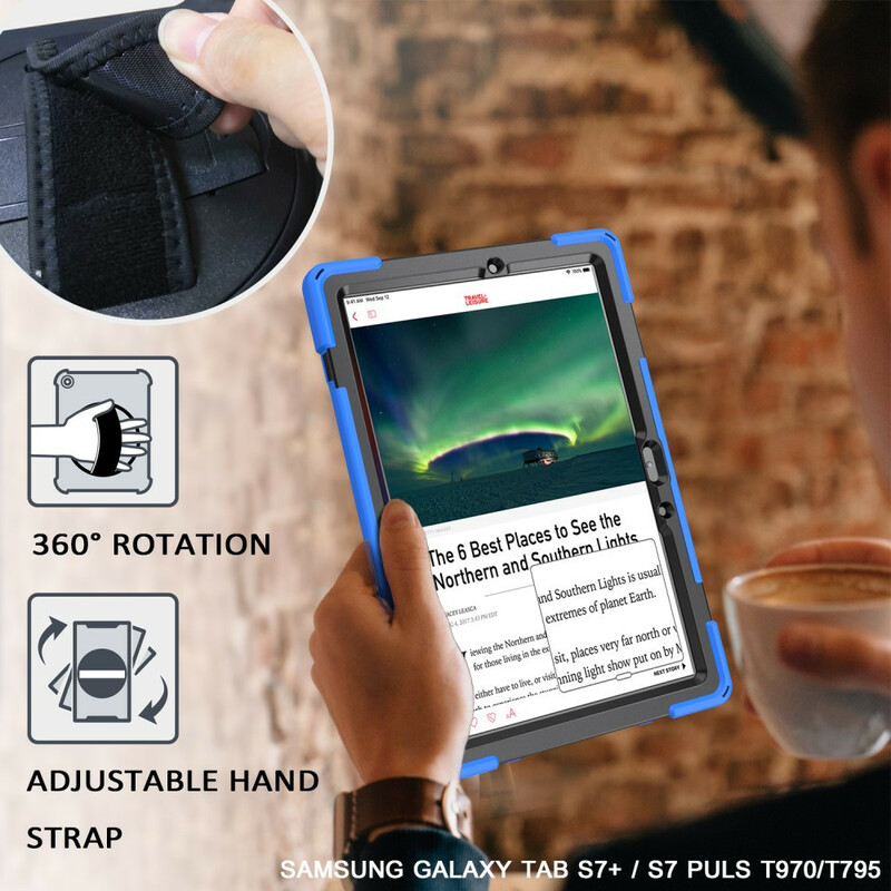 Samsung Galaxy Tab S7 Custodia resistente agli urti con cinturino