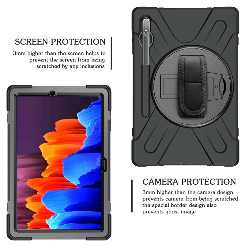 Samsung Galaxy Tab S7 Plus Custodia resistente agli urti con cinturino