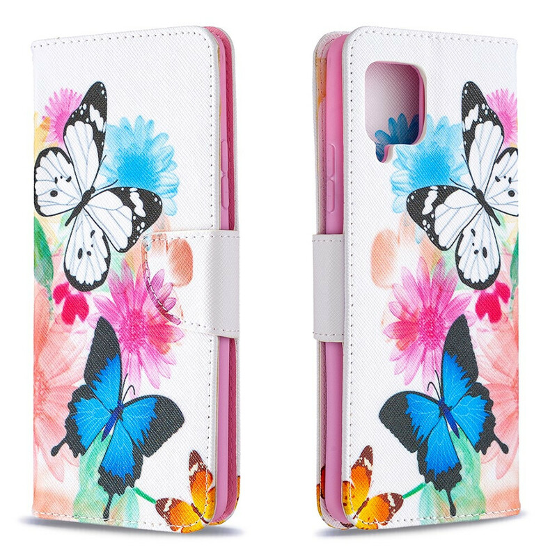 Samsung Galaxy A42 5G Custodia dipinta con farfalle e fiori