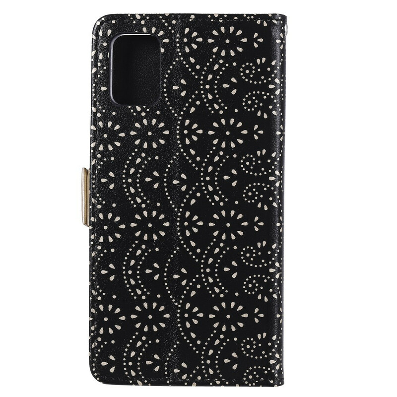 Samsung Galaxy A51 5G Custodia a portafoglio in pizzo con cinturino