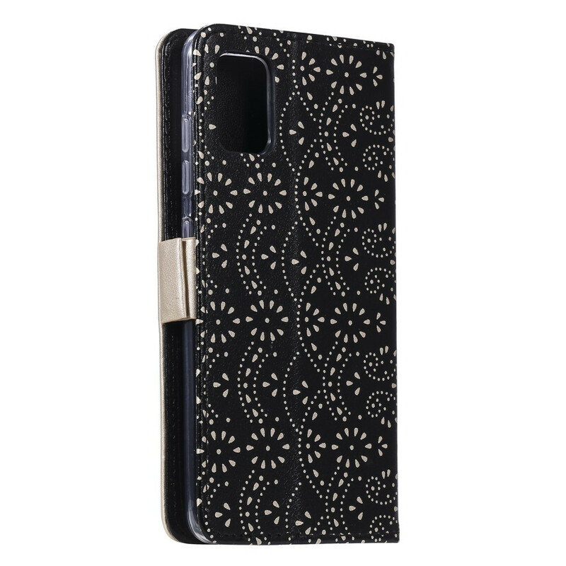 Samsung Galaxy A51 5G Custodia portafoglio in pizzo con cinturino