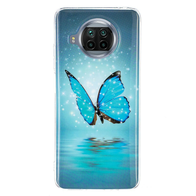 Xiaomi Mi 10T Lite Custodia Butterfly Blue Fluorescente