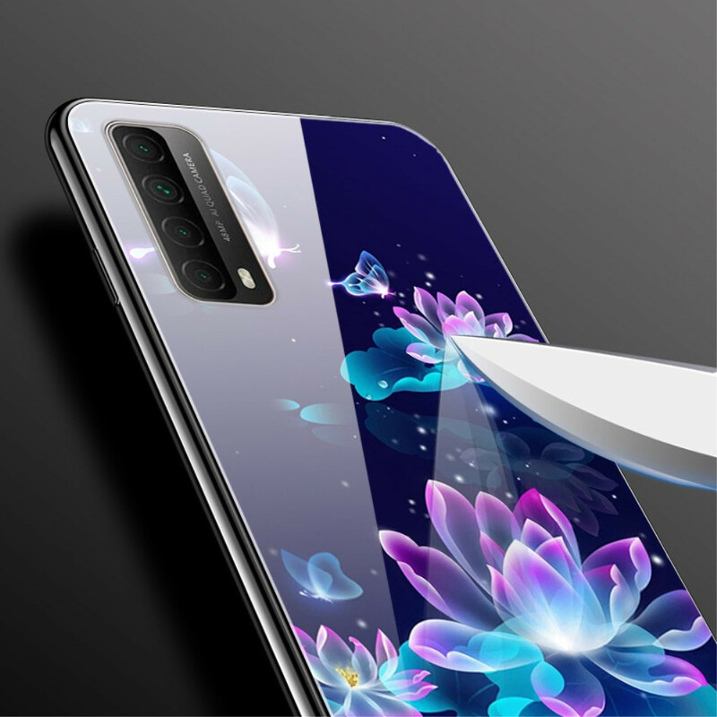 Huawei P Smart 2021 Custodia in vetro temperato fantasia fiori