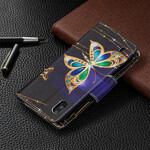 Samsung Galaxy A10 Custodia a farfalla reale con tasca a zip