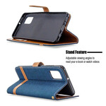 Samsung Galaxy A31 Custodia effetto tessuto e pelle con cinturino