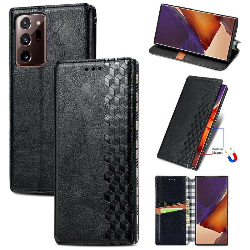 Flip Cover Samsung Galaxy Note 20 Ultra Leather Band Effetto Diamante