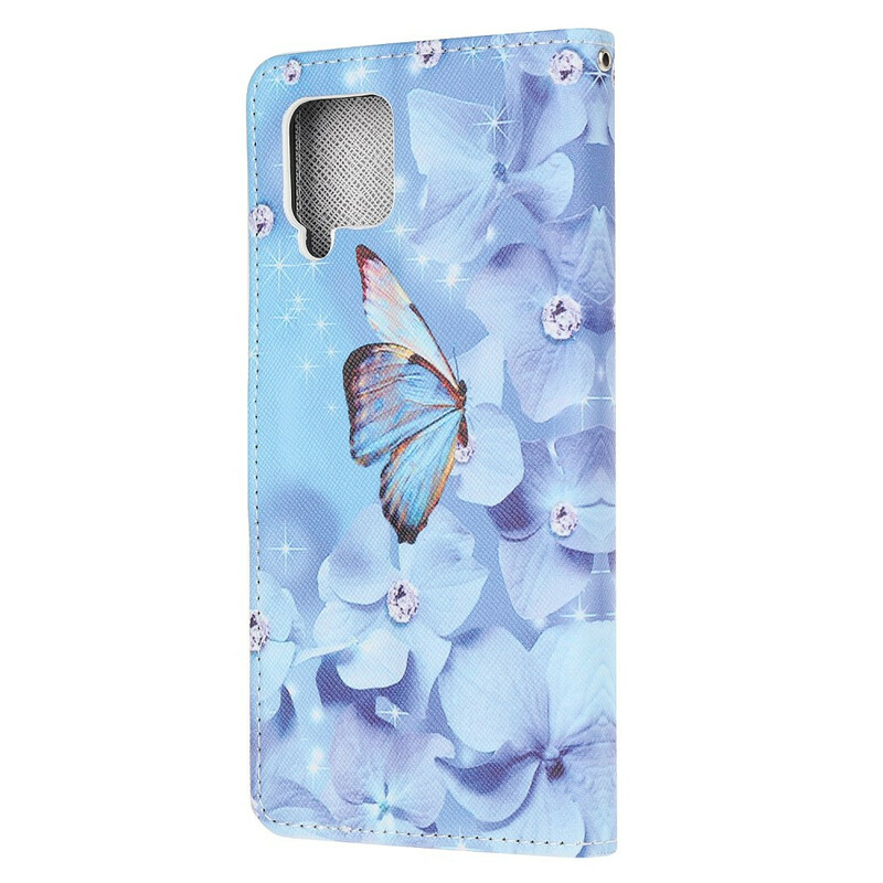 Samsung Galaxy A12 Diamond Butterfly Strap Custodia