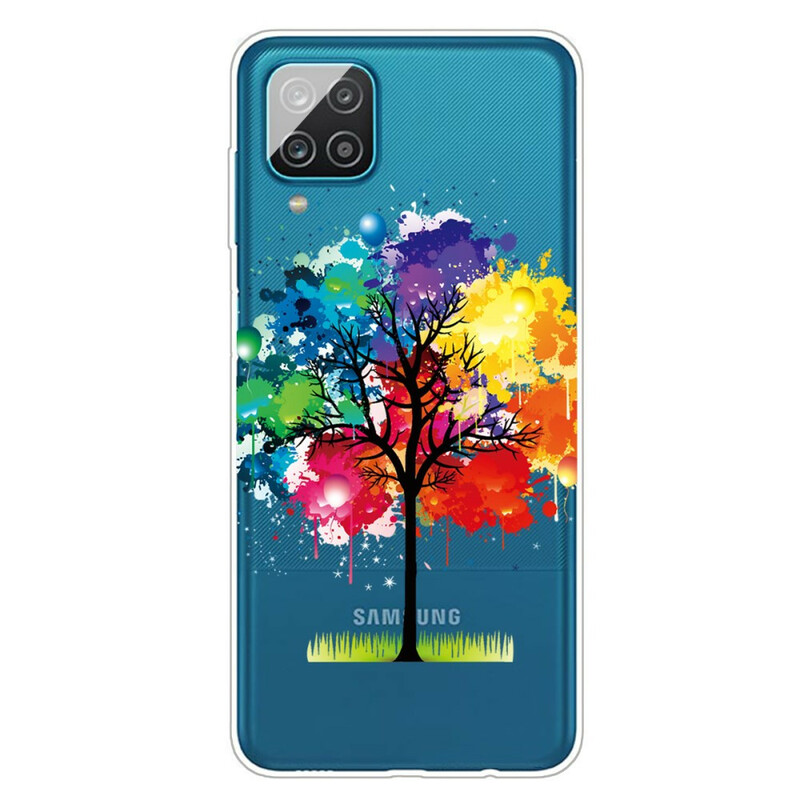 Samsung Galaxy A12 Custodia trasparente con albero acquerellato