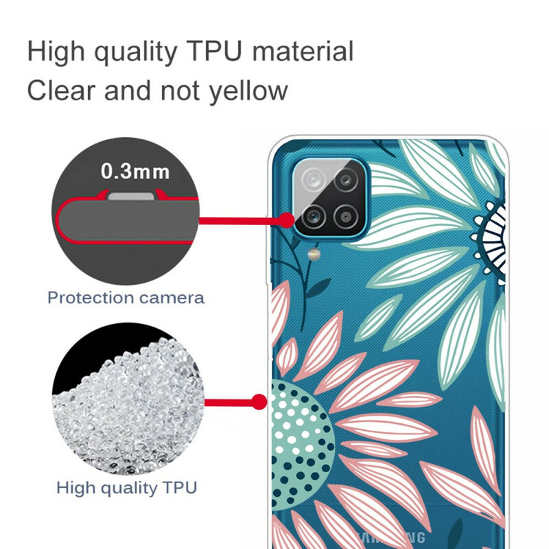 Samsung Galaxy A12 Cover trasparente con fiore